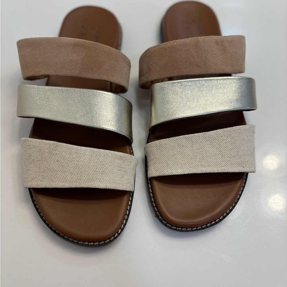Naturalizer Sandals with Silver, Tan, and Cream Straps